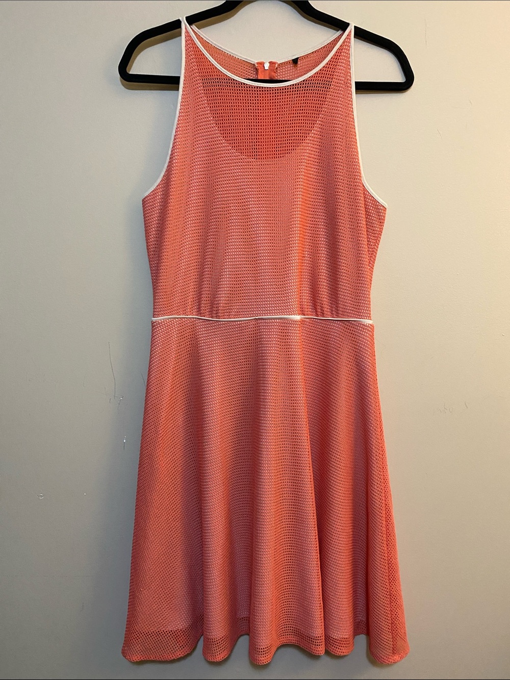 Marc New York Coral Mesh Midi Dress with White Trim